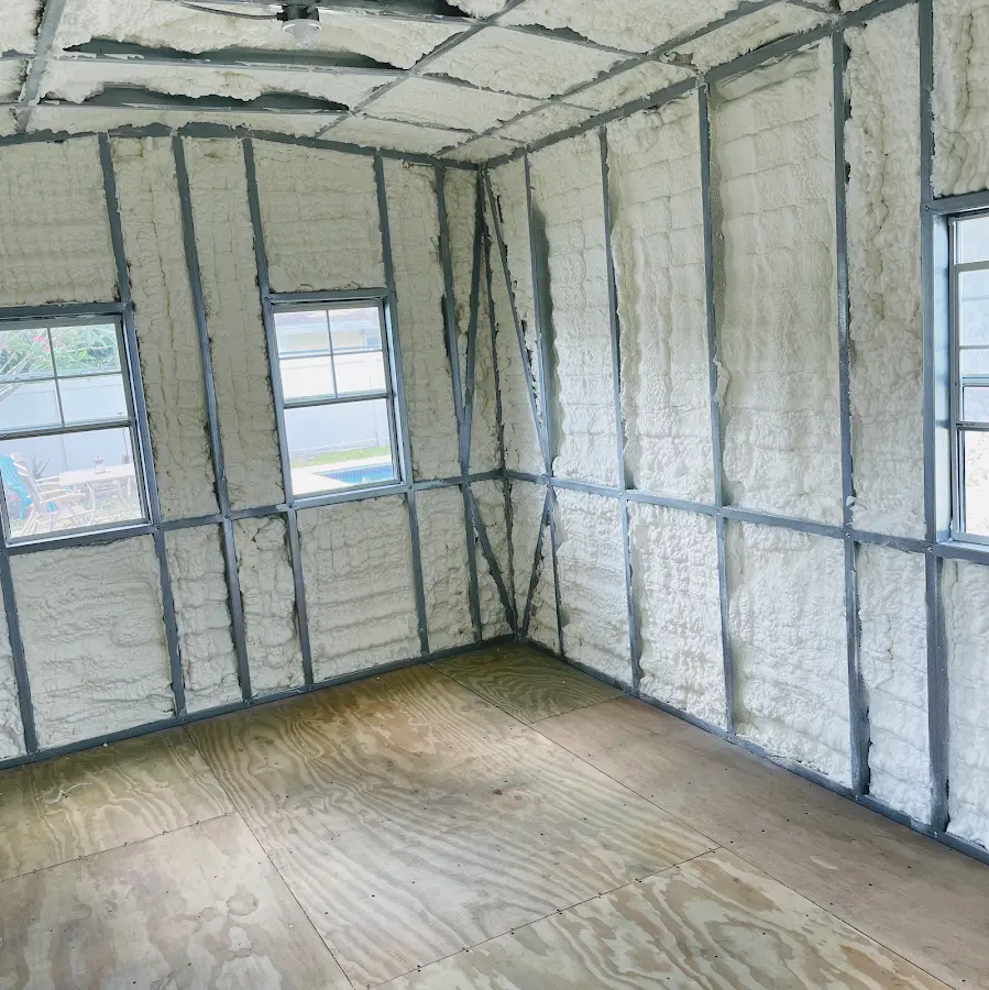 Closed-cell spray foam insulation applied to wall cavities in a residential project in Ken Caryl
